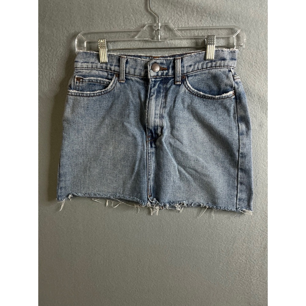 Billabong‎ Denim Mini Skirt Women's 26 Raw Hem Casual Light Wash